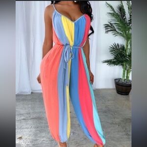 Vibrant Multicolor Striped Jumpsuit